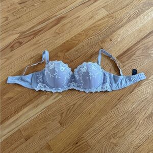 Vintage gray silver lace push up bra gorgeous